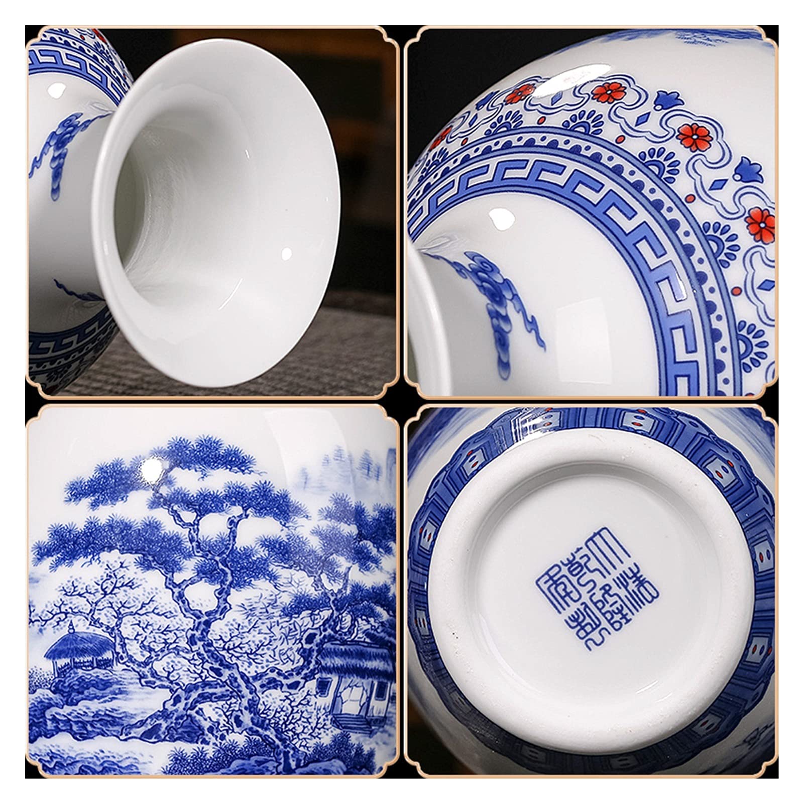 中国　骨董青と白の風景画の陶器皿 中国 骨董青と白の風景画の陶器皿 Amazon.co.jp: 花瓶とテーブル景徳鎮